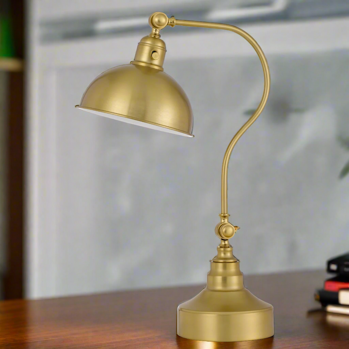 ##Antique Hardware## INDUSTRIAL ADJUSTABLE METAL DOWNBRIDGE DESK LAMP WITH HALF DOME METAL SHADE