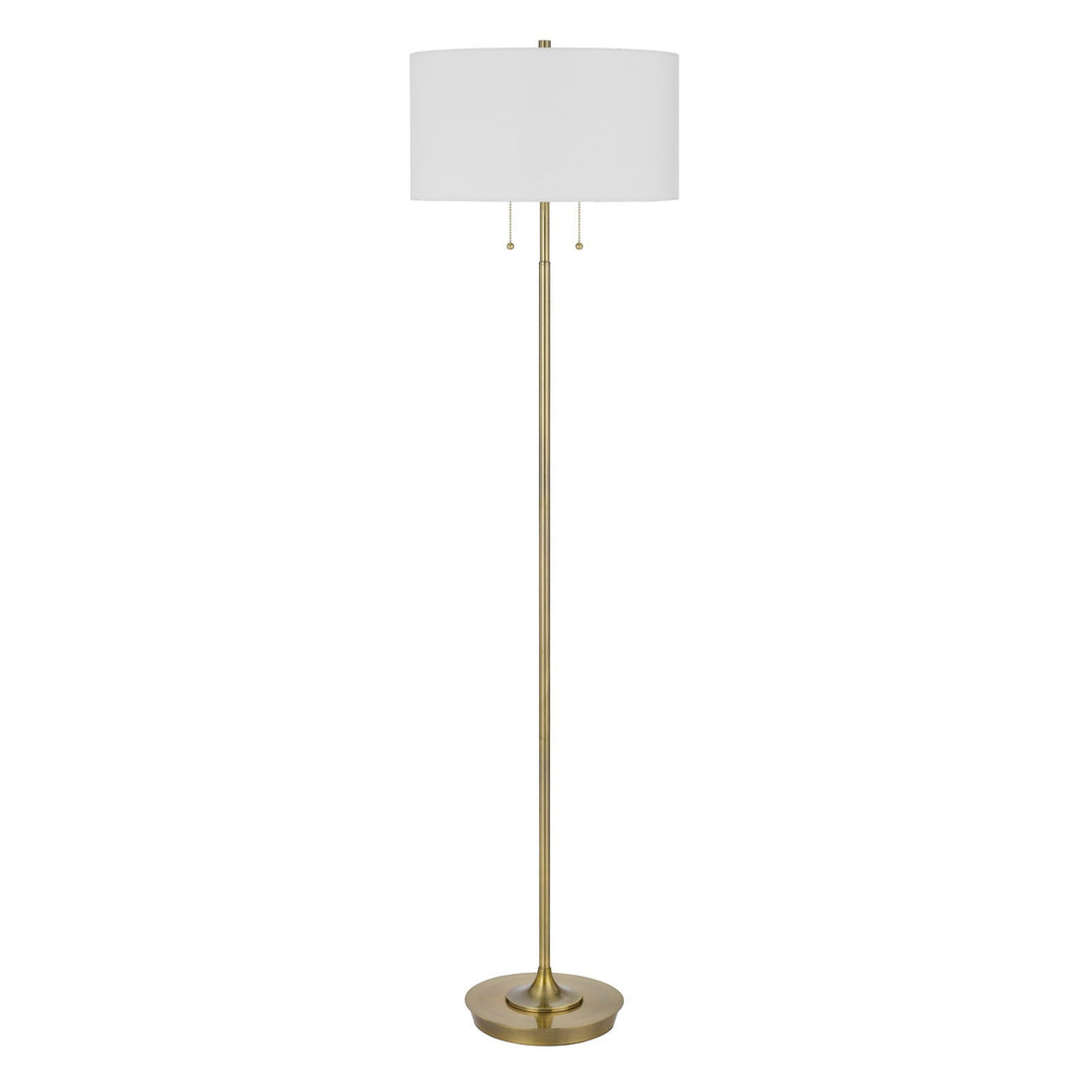 ##Antique Hardware## KENDAL METAL FLOOR LAMP WITH PULL CHAIN SWITCH, DRUM FABRIC SHADE