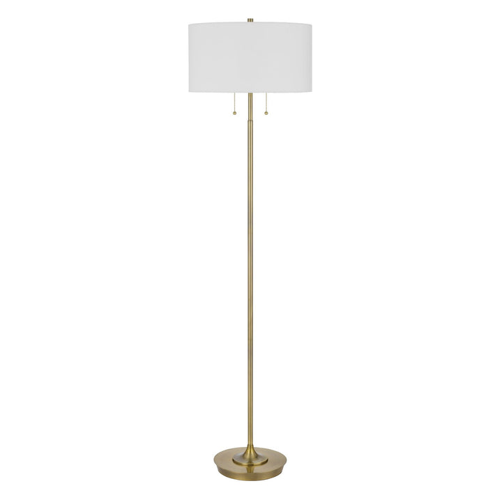 ##Antique Hardware## KENDAL METAL FLOOR LAMP WITH PULL CHAIN SWITCH, DRUM FABRIC SHADE