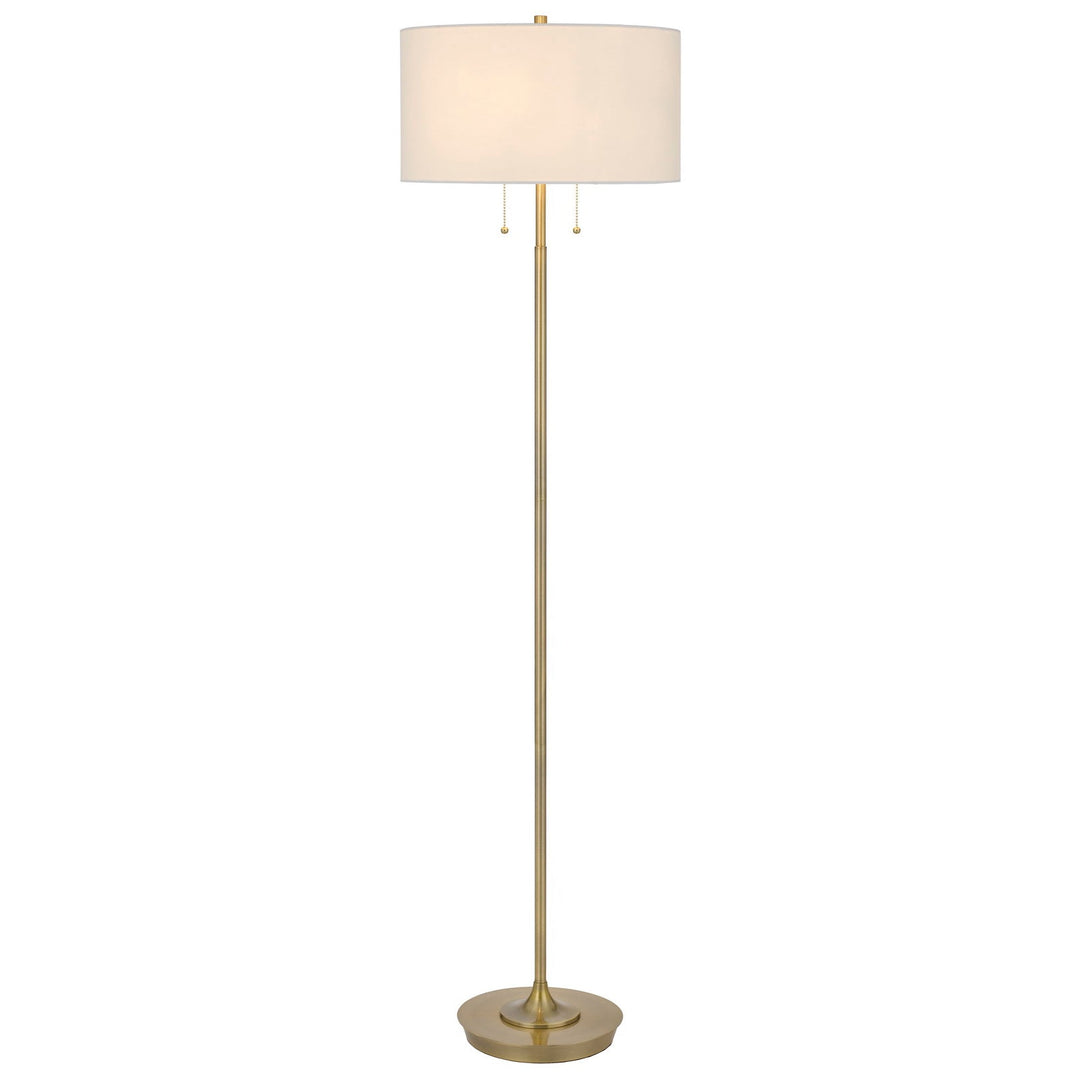 ##Antique Hardware## KENDAL METAL FLOOR LAMP WITH PULL CHAIN SWITCH, DRUM FABRIC SHADE