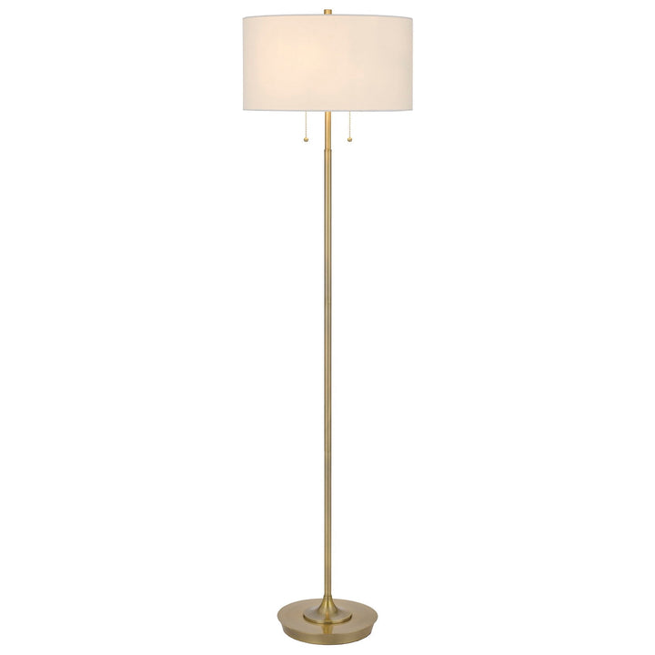 ##Antique Hardware## KENDAL METAL FLOOR LAMP WITH PULL CHAIN SWITCH, DRUM FABRIC SHADE