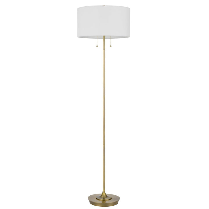 ##Antique Hardware## KENDAL METAL FLOOR LAMP WITH PULL CHAIN SWITCH, DRUM FABRIC SHADE