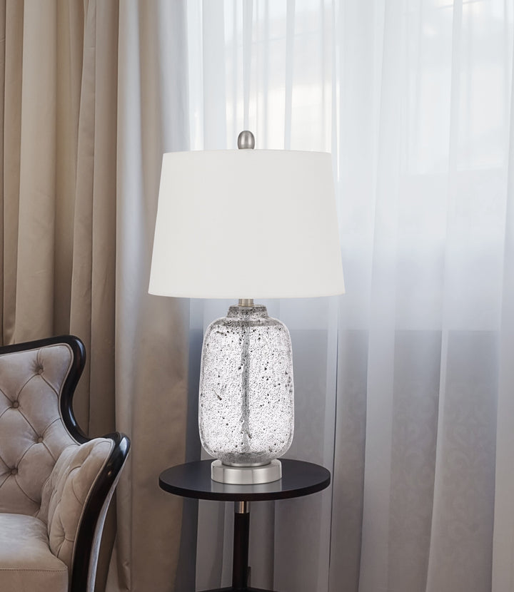 ##Antique Hardware## SOLARO DISTRESSED GLASS TABLE LAMP WITH HARDBACK TAPER DRUM SHADE