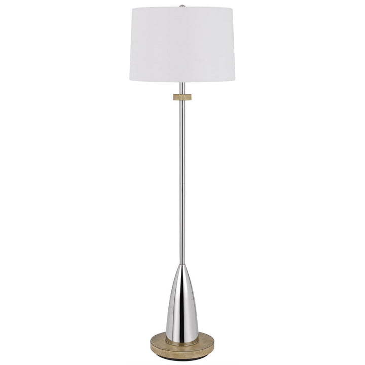 ##Antique Hardware## 150W 3 WAY LOCKPORT METAL FLOOR LAMP WITH RUBBER WOOD BASE