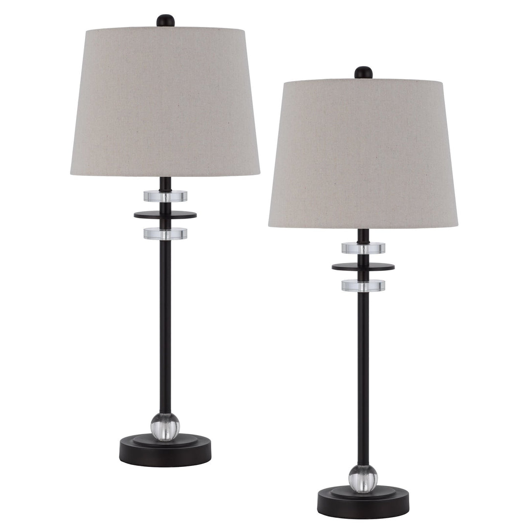 Antique Hardware 60W SITKA BUFFET LAMP WITH CRYSTAL ACCENT FONT AND HARDBACK TAPER DRUM FABRIC SHADE (SOLD AS PAIRS) Table Lamp