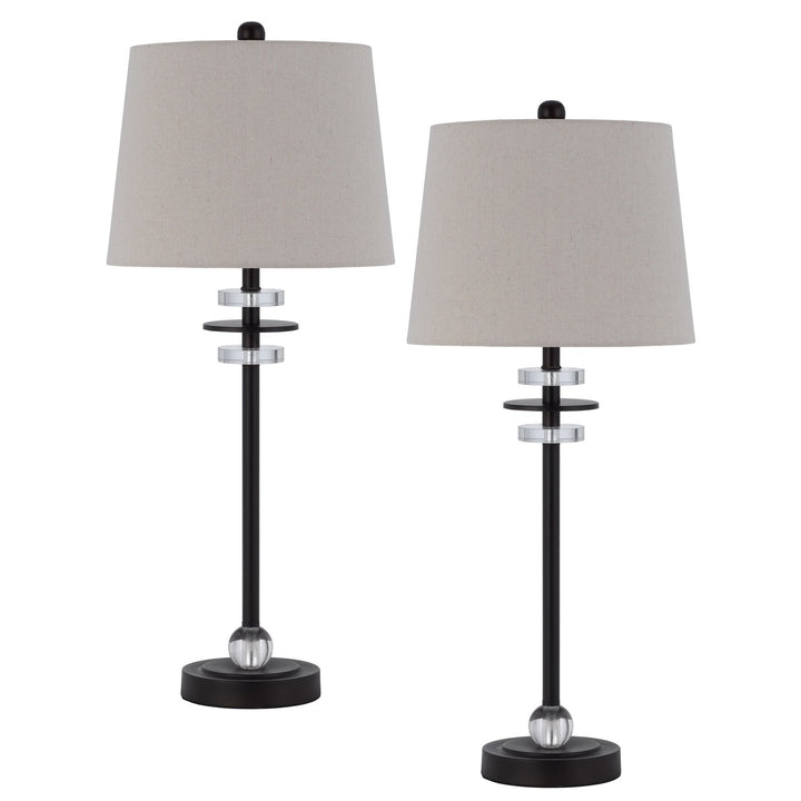 Antique Hardware 60W SITKA BUFFET LAMP WITH CRYSTAL ACCENT FONT AND HARDBACK TAPER DRUM FABRIC SHADE (SOLD AS PAIRS) Table Lamp
