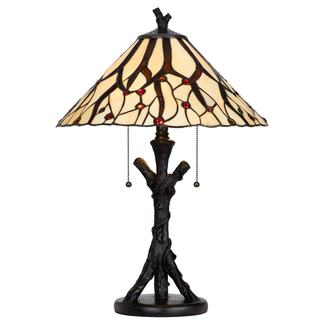 Antique Hardware 60W X 2 METAL/RESIN TIFFANY TABLE LAMP WITH PULL CHAIN SWITCHES Table Lamp