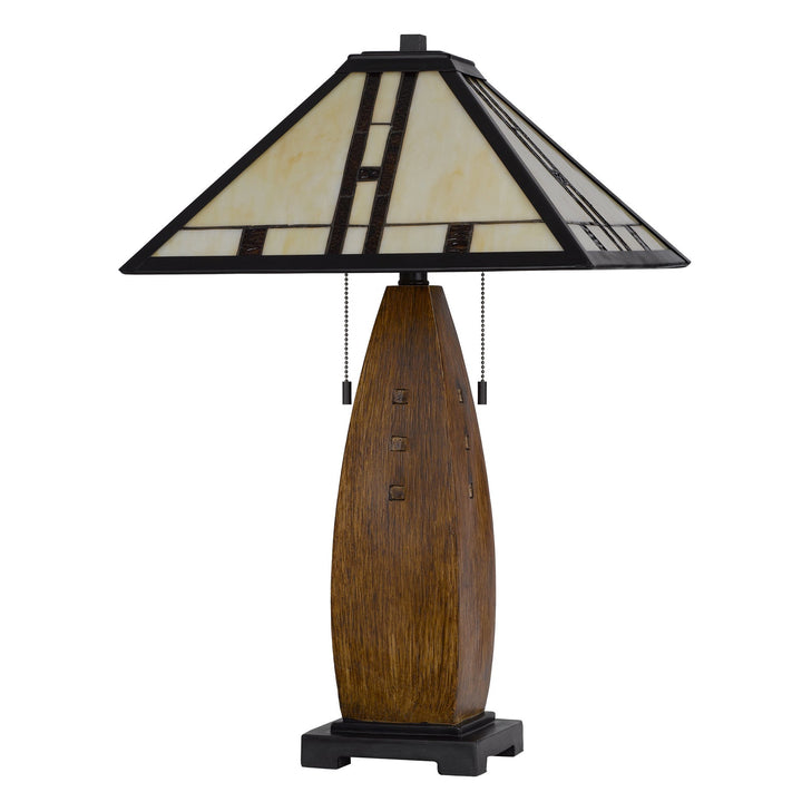 ##Antique Hardware## 60W X 2 METAL/RESIN TIFFANY TABLE LAMP WITH PULL CHAIN SWITCHES
