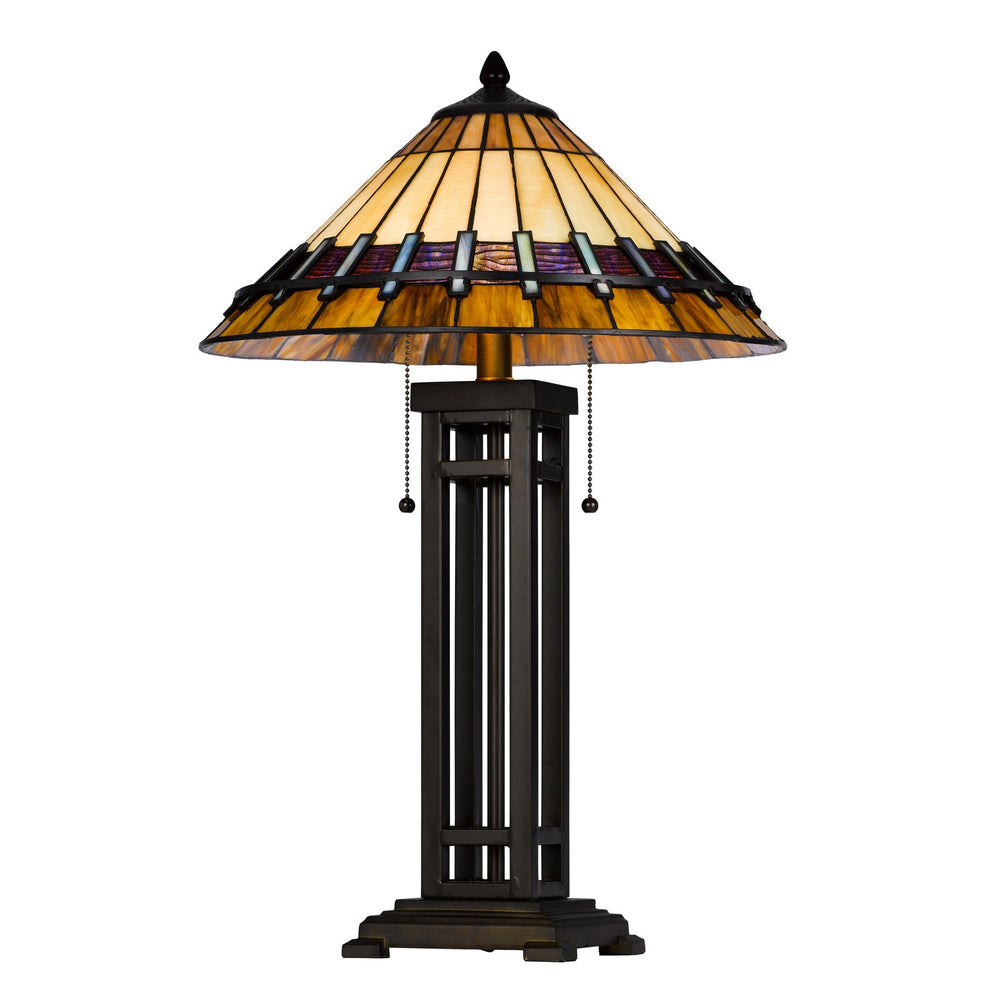 Antique Hardware 60W X 2 METAL/RESIN TIFFANY TABLE LAMP WITH PULL CHAIN SWITCHES Table Lamp