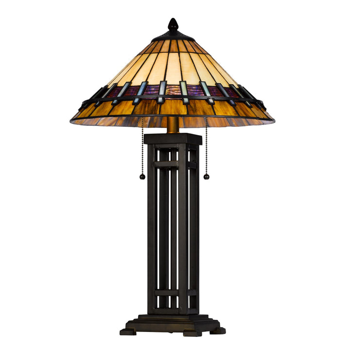 Antique Hardware 60W X 2 METAL/RESIN TIFFANY TABLE LAMP WITH PULL CHAIN SWITCHES Table Lamp