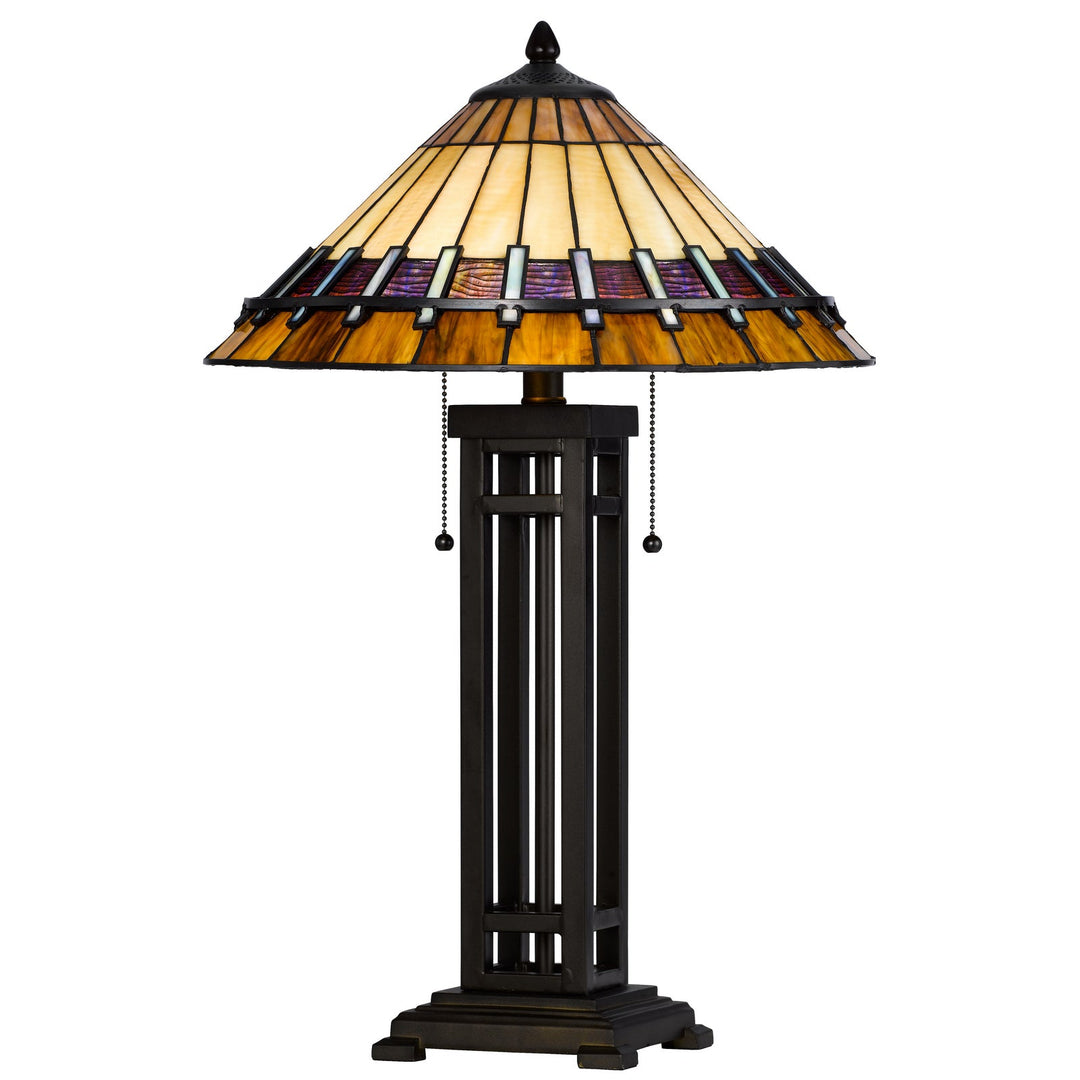 Antique Hardware 60W X 2 METAL/RESIN TIFFANY TABLE LAMP WITH PULL CHAIN SWITCHES Table Lamp