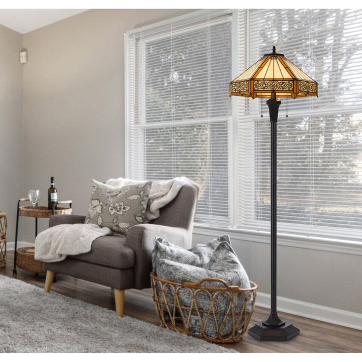 Antique Hardware 60W X 2 METAL/RESIN TIFFANY TABLE LAMP WITH PULL CHAIN SWITCHES Floor Lamp