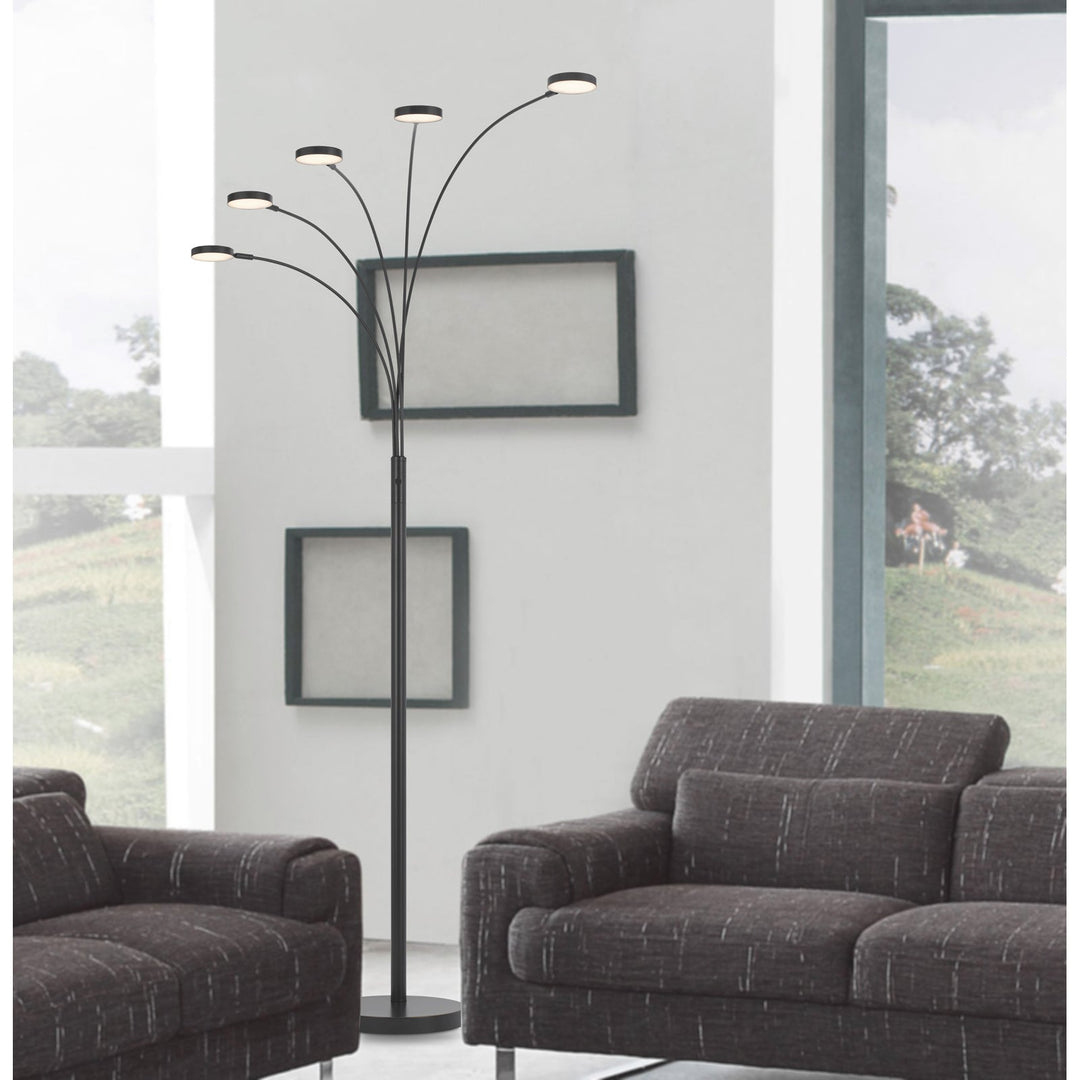 ##Antique Hardware## MALIBU INTERGRATED LED 8W X 5 METAL ARC FLOOR LAMP