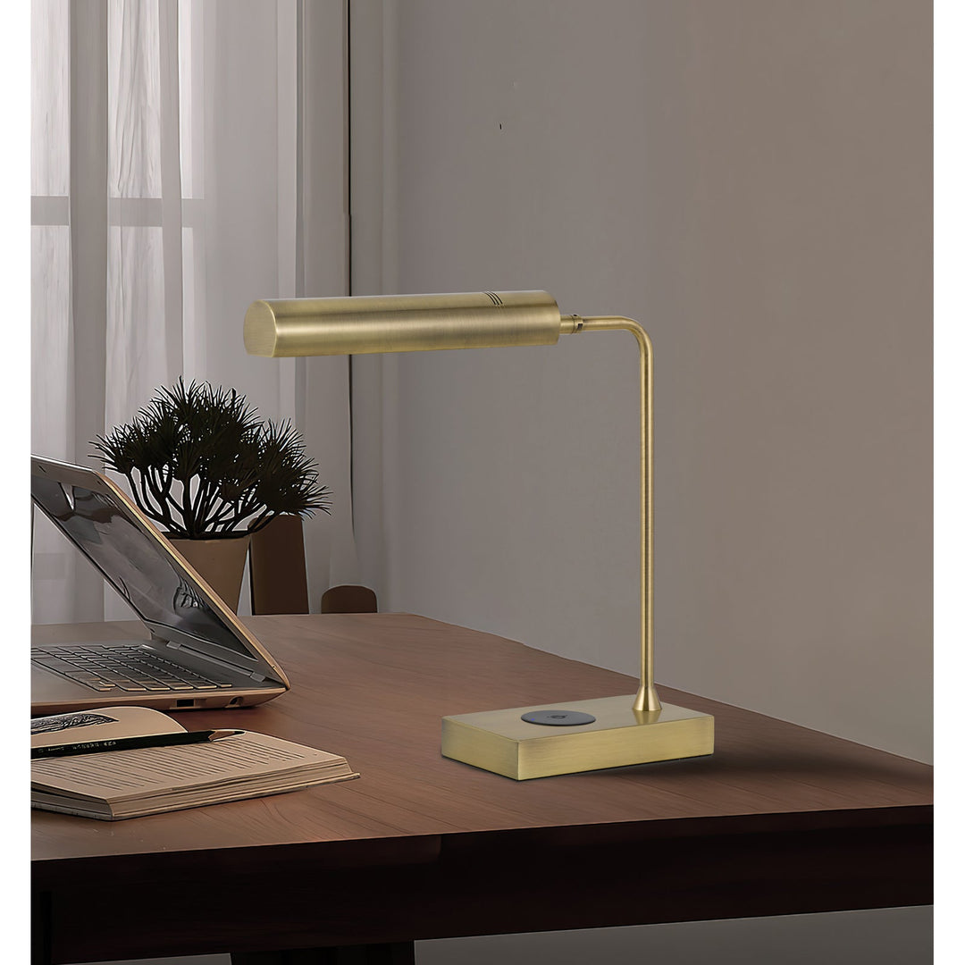 ##Antique Hardware## DELRAY 12W INTERGRATED LED METAL DESK LAMP WITH WIRELESS CHARGING PORT