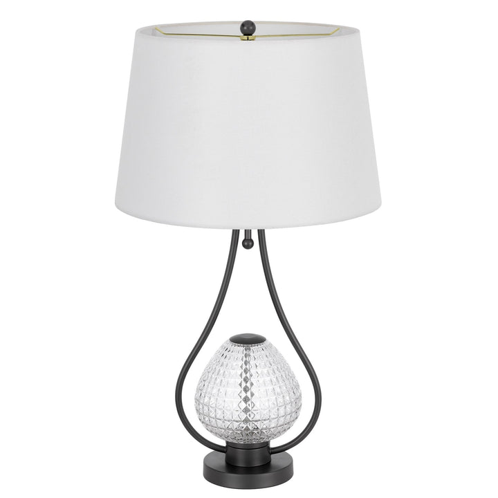 ##Antique Hardware## FORSSA 100W 3 WAY TABLE LAMP WITH 2W LED NIGHT LIGHT IN GLASS AND METAL BASE.