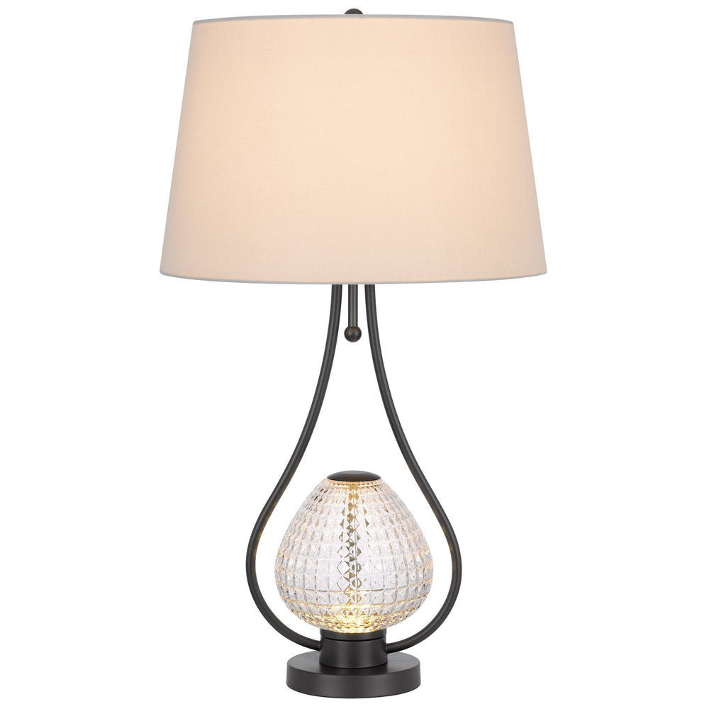 ##Antique Hardware## FORSSA 100W 3 WAY TABLE LAMP WITH 2W LED NIGHT LIGHT IN GLASS AND METAL BASE.