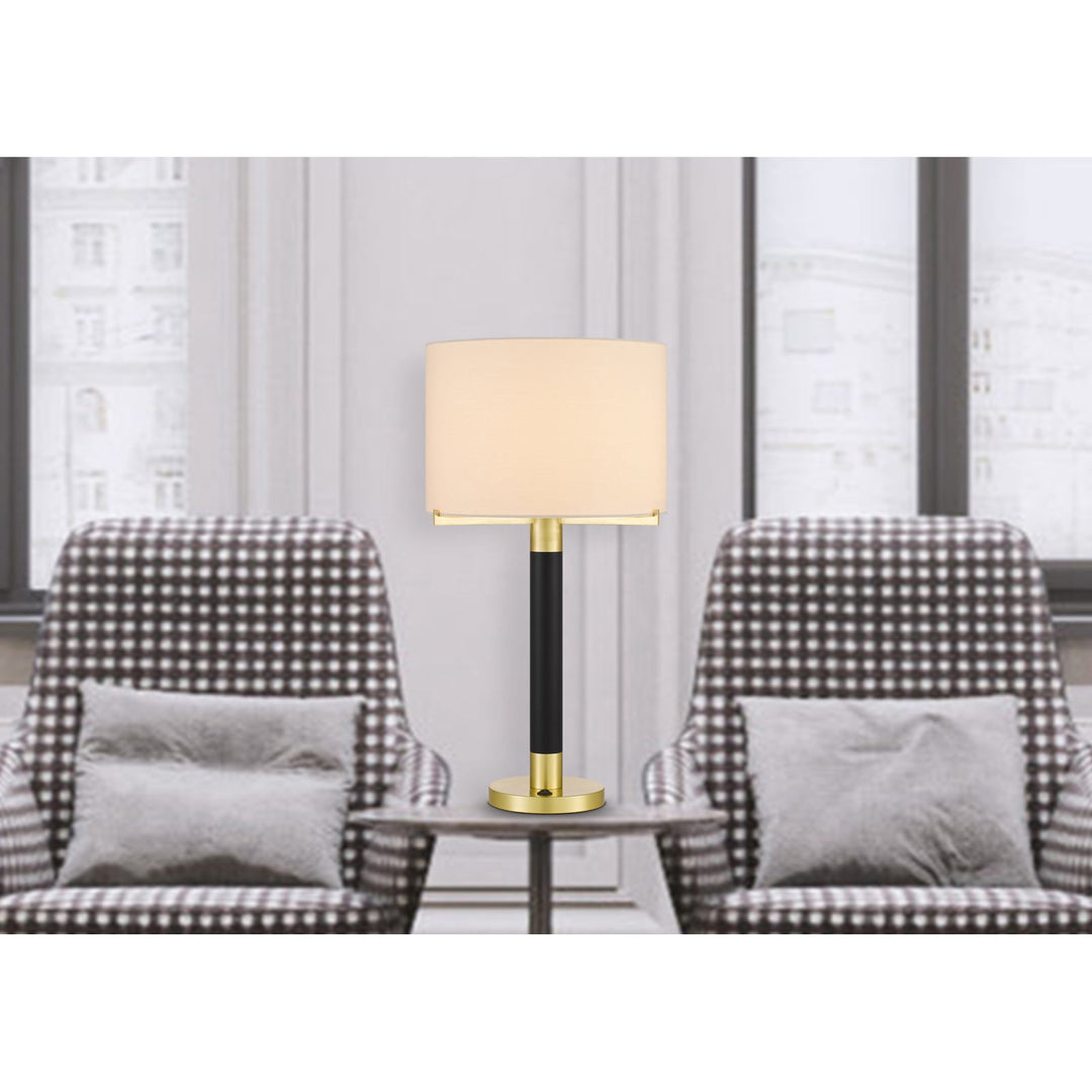 Antique Hardware GOLDSTON 100W METAL TABLE LAMP WITH DRUM HARDBACK FABRIC SHADE Table Lamp