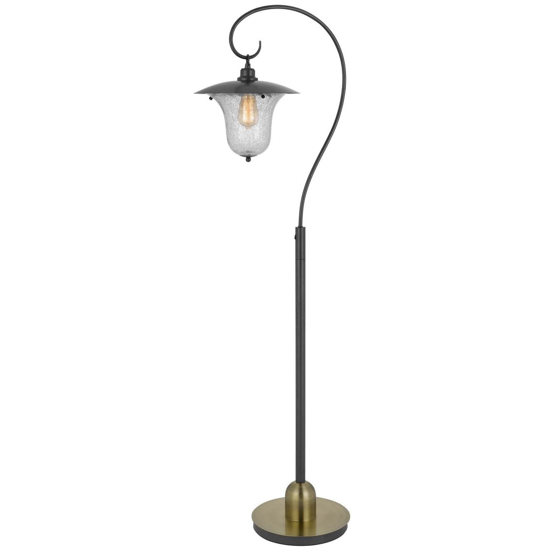 ##Antique Hardware## 60W WALCOTT DOWNBRIDGE LANTERN METAL FLOOR LAMP WITH BUBBLED GLASS SHADE
