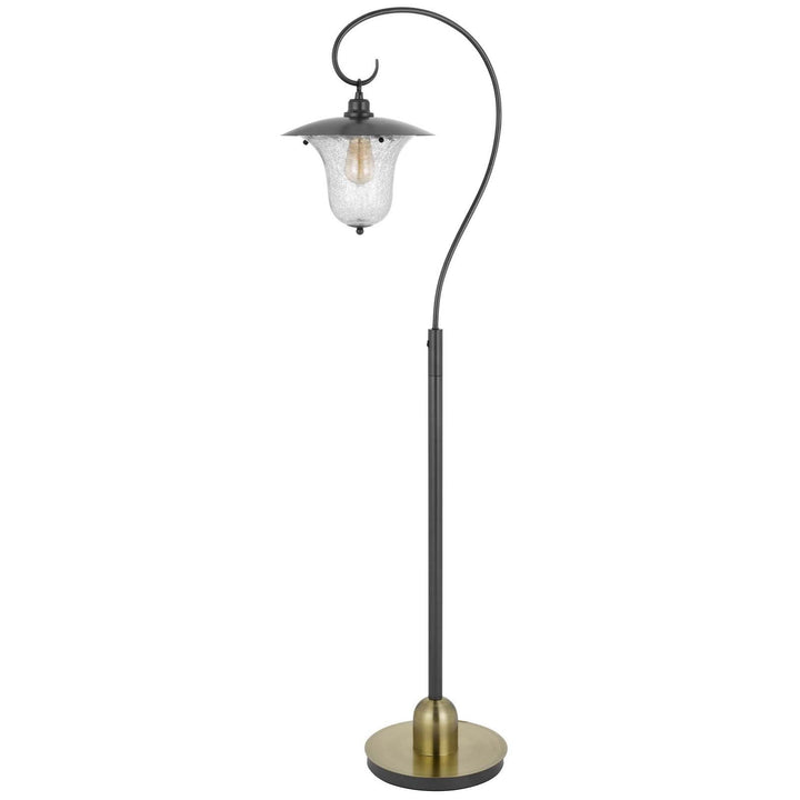 ##Antique Hardware## 60W WALCOTT DOWNBRIDGE LANTERN METAL FLOOR LAMP WITH BUBBLED GLASS SHADE