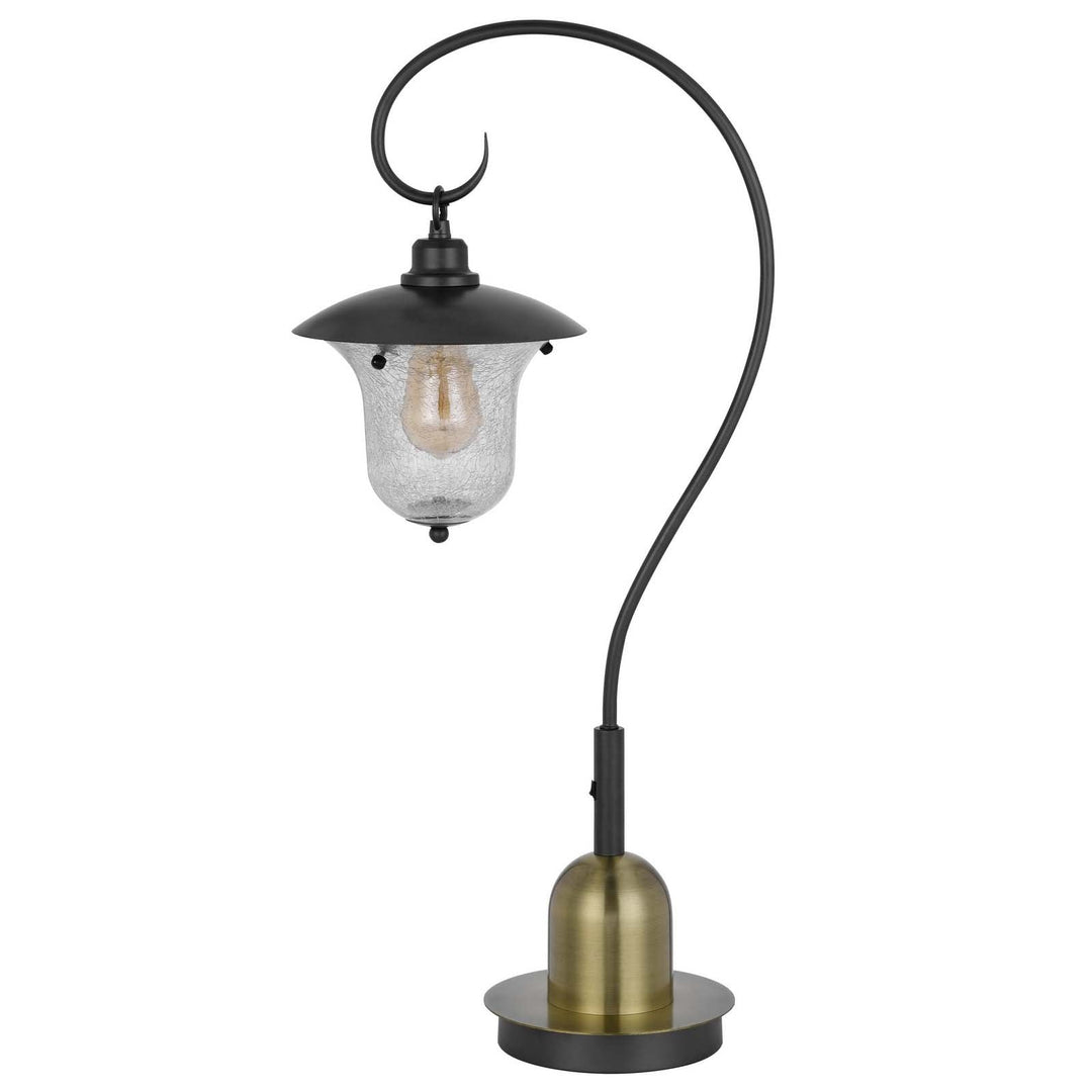 Antique Hardware 60W WALCOTT DOWNBRIDGE LANTERN METAL TABLE LAMP WITH BUBBLED GLASS SHADE Table Lamp