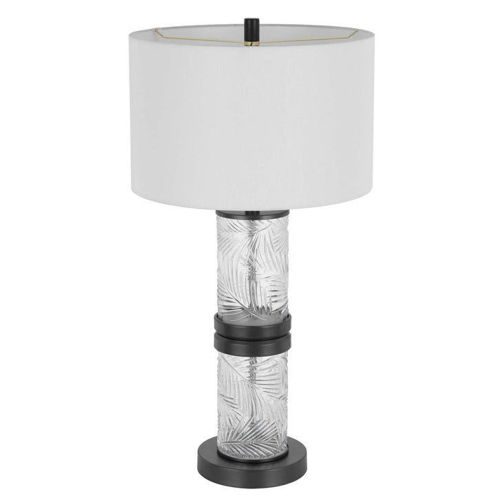 Antique Hardware 100W CARRINGTON METAL/GLASS TABLE LAMP WITH 4W INTEGRATED LED NIGHT LIGHT AND HARDBACK FABRIC SHADE Table Lamp