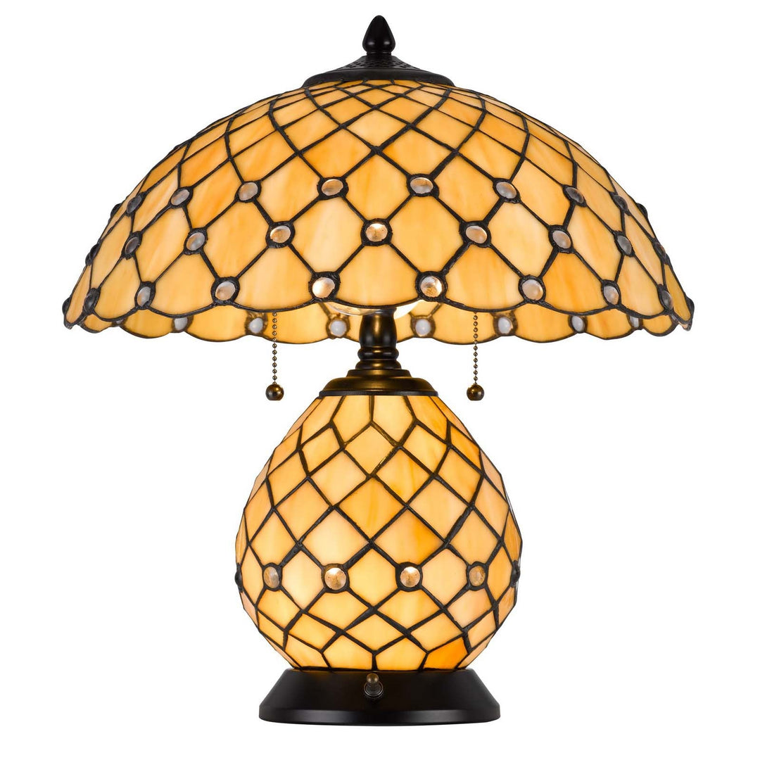 Antique Hardware 60W X 2 VALETTA TIFFANY TABLE LAMP WITH 2W INTEGRATED LED NIGHT LIGHT Table Lamp
