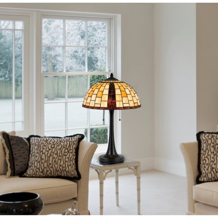 ##Antique Hardware## 60W X 2 WHITTON TIFFANY TABLE LAMP