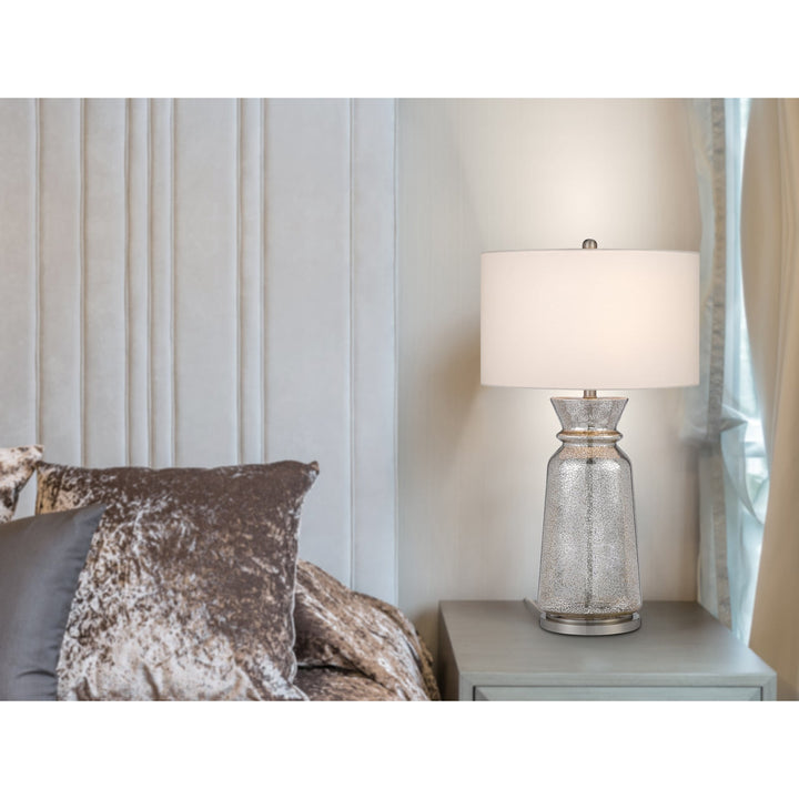 ##Antique Hardware## 150W 3 WAY KESWICK GLASS TABLE LAMP WITH HARDBACK FABRIC SHADE (SOLD IN PAIRS)