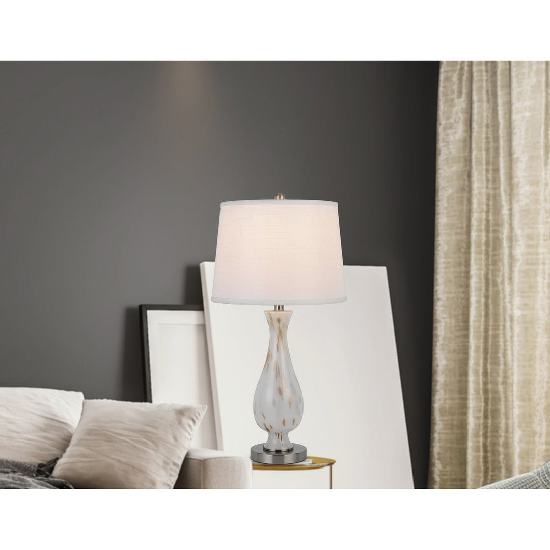 Antique Hardware 150W 3 WAY ABINGER GLASS TABLE LAMP WITH HARDBACK FABRIC SHADE (SOLD IN PAIRS) Table Lamp