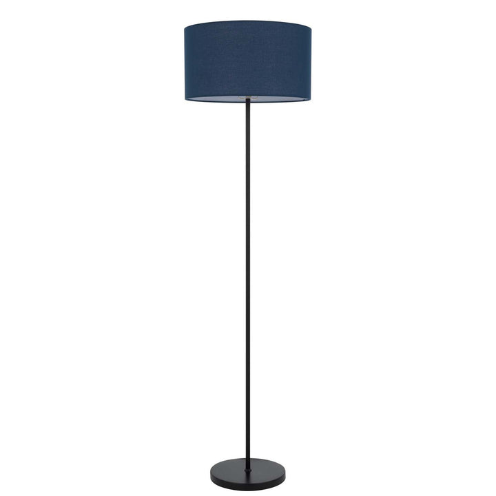 ##Antique Hardware## 150W 3 WAYT CROMWELL METAL FLOOR LAMP WITH NAVY BLUE LINEN SHADE