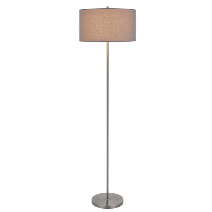 ##Antique Hardware## 150W 3 WAYT CROMWELL METAL FLOOR LAMP WITH GRAY LINEN SHADE