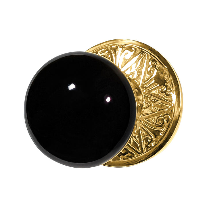##Antique Hardware## Lancaster Door Set With Black Porcelain Knob