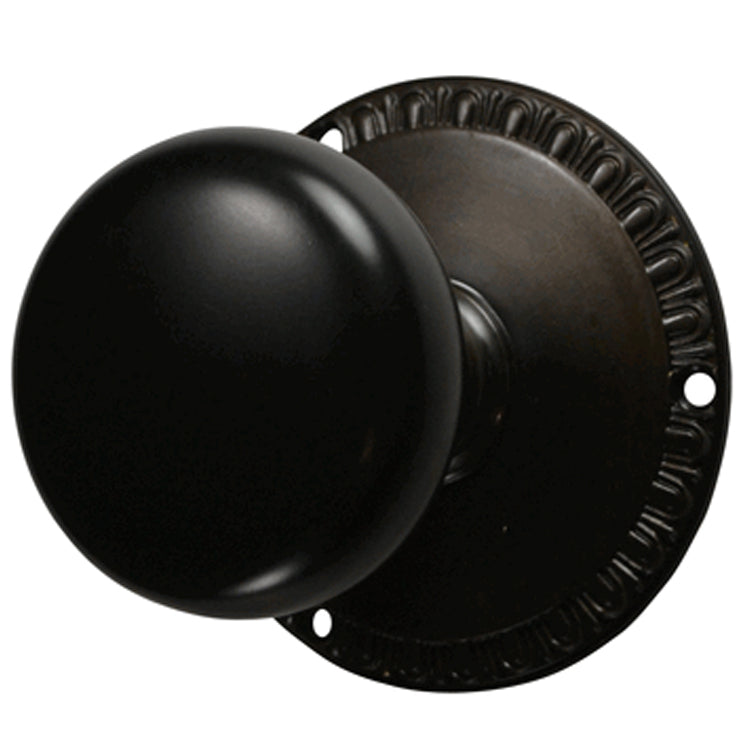 Antique Hardware Egg & Dart Rosette Door Set with Round Brass Door Knobs (Several Finishes Available) Door Knobs Satin Nickel