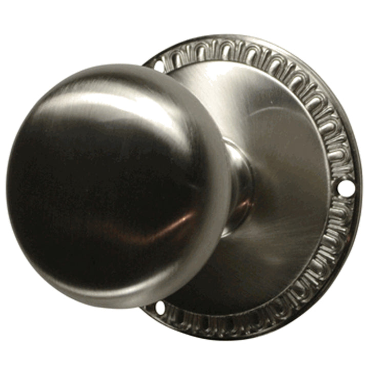 Antique Hardware Egg & Dart Rosette Door Set with Round Brass Door Knobs (Several Finishes Available) Door Knobs Satin Nickel