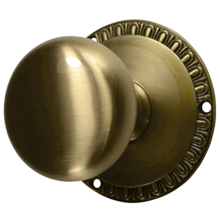 Antique Hardware Egg & Dart Rosette Door Set with Round Brass Door Knobs (Several Finishes Available) Door Knobs Satin Nickel