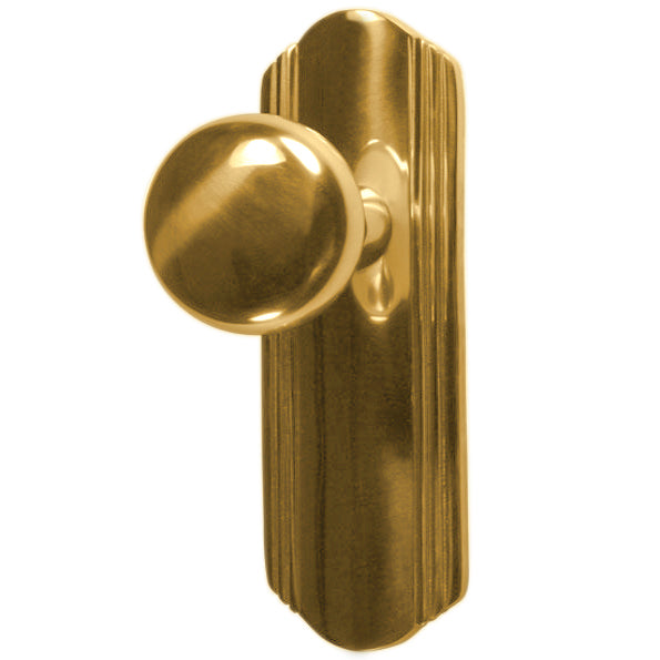 ##Antique Hardware## Art Deco Long Backplate Door Set with Brass Round Door Knobs (Several Finishes Available)