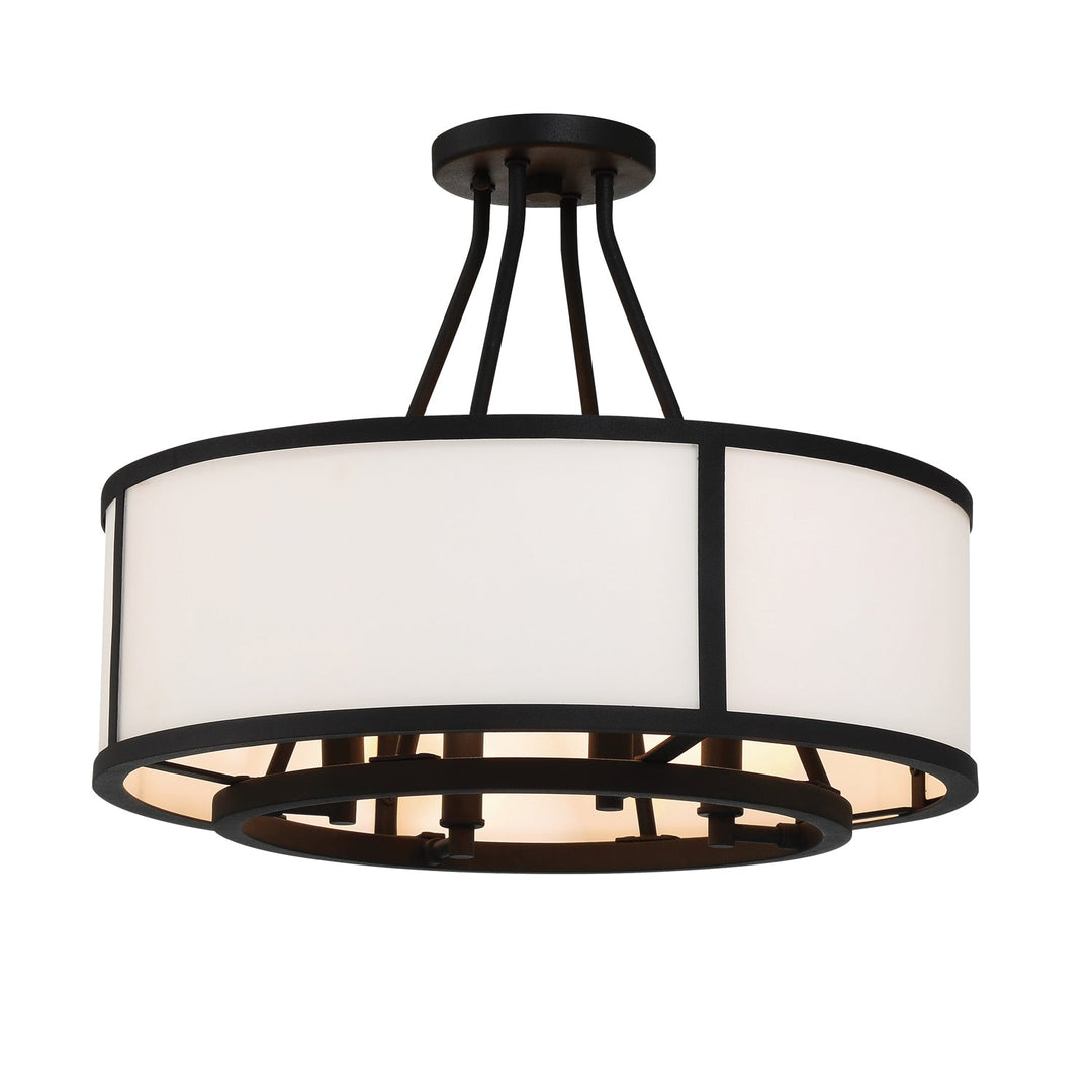 ##Antique Hardware## Bryant 4 Light Black Forged Semi Flush Mount