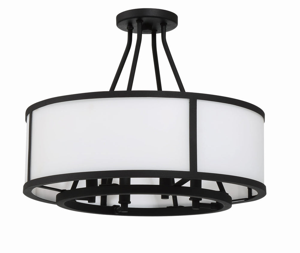 ##Antique Hardware## Bryant 4 Light Black Forged Semi Flush Mount