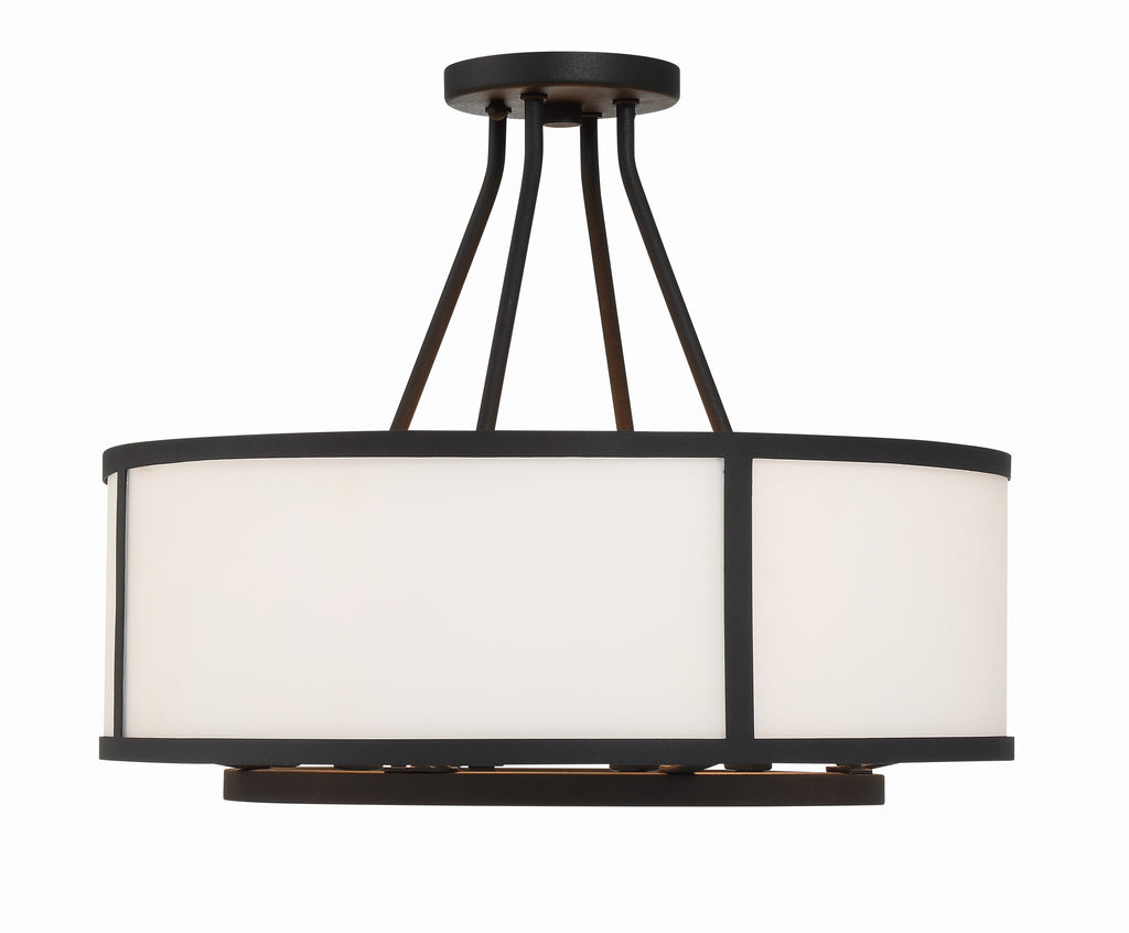##Antique Hardware## Bryant 4 Light Black Forged Semi Flush Mount