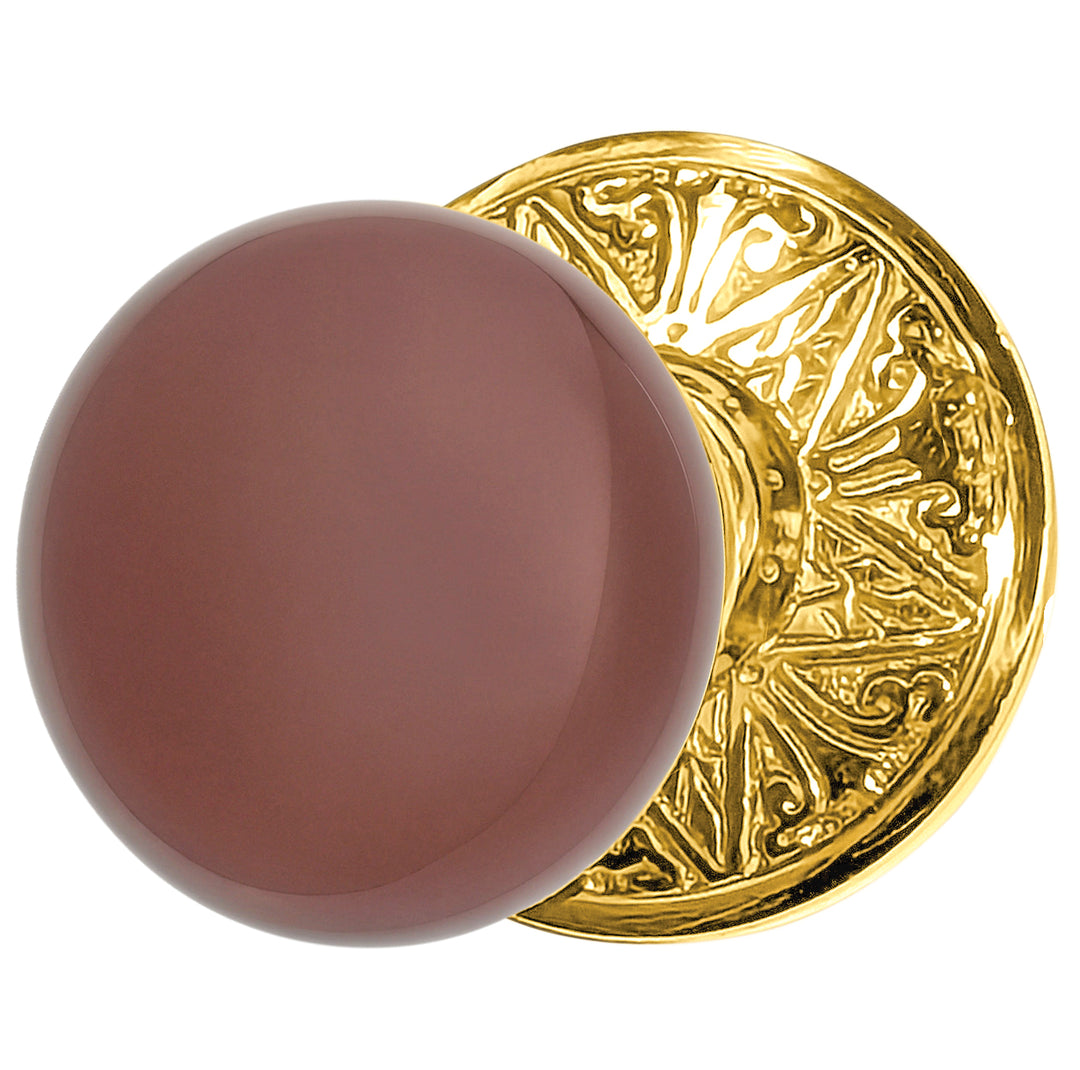 ##Antique Hardware## Lancaster Door Set With Brown Porcelain Knob