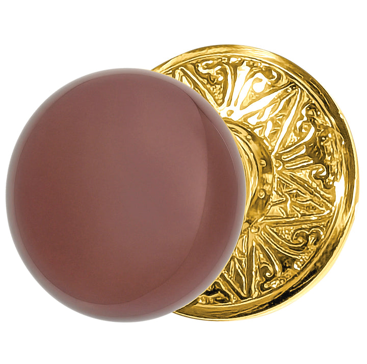 ##Antique Hardware## Lancaster Door Set With Brown Porcelain Knob