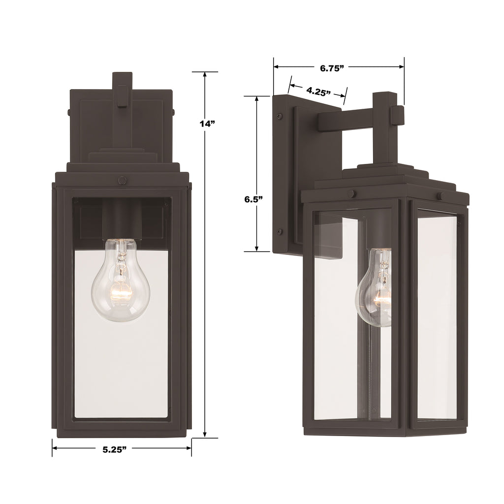 ##Antique Hardware## Byron 1 Light Matte Black Outdoor Sconce
