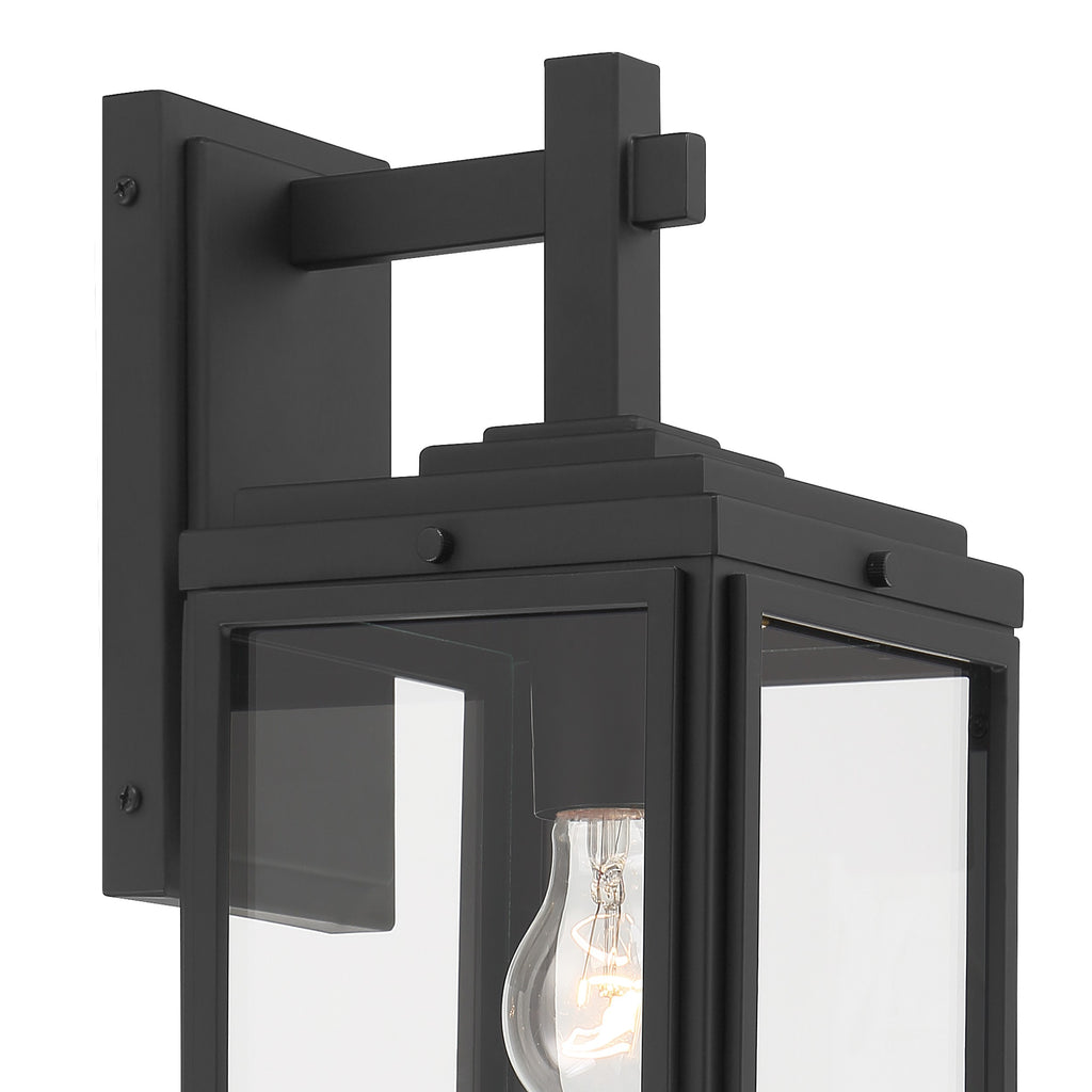 ##Antique Hardware## Byron 1 Light Matte Black Outdoor Sconce