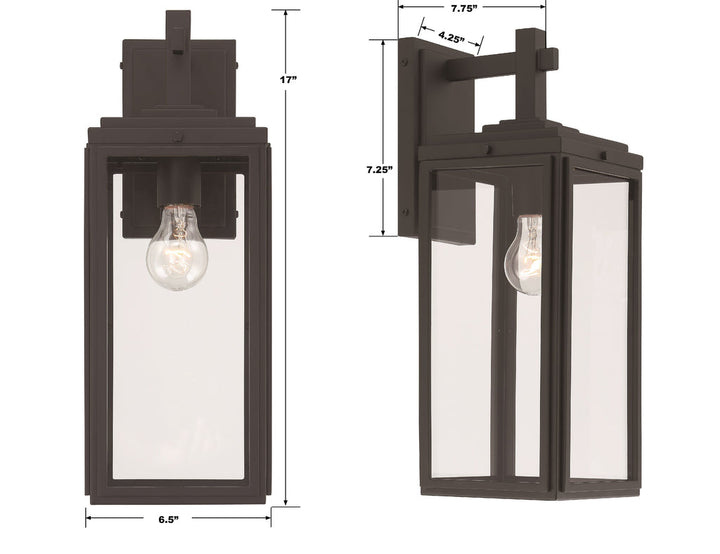 ##Antique Hardware## Byron 1 Light Matte Black Outdoor Sconce