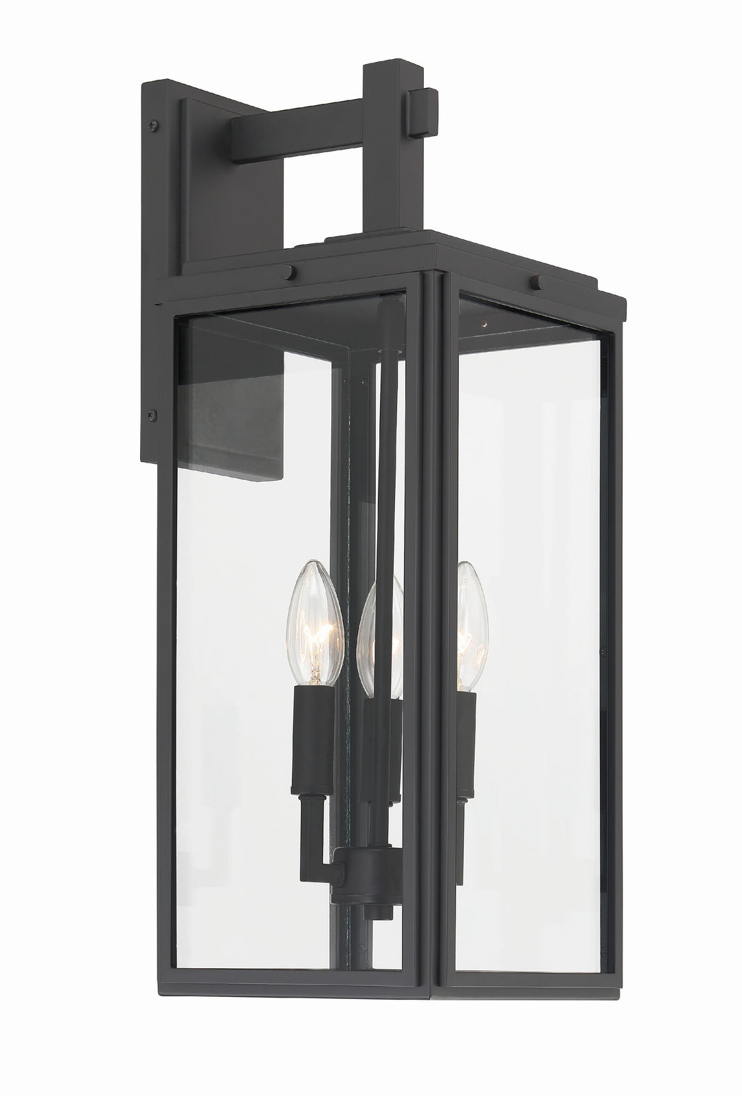 ##Antique Hardware## Byron 3 Light Matte Black Outdoor Sconce