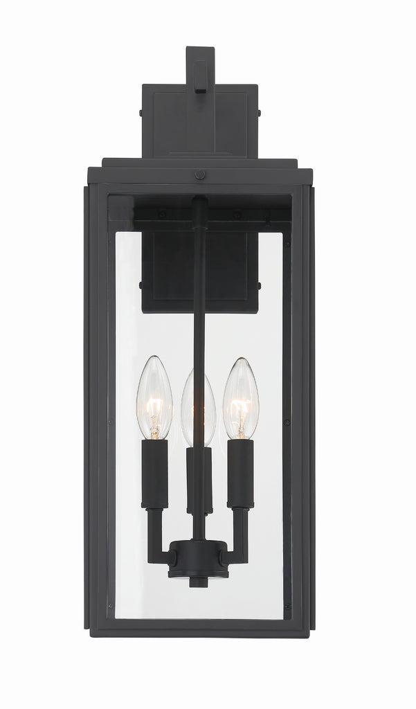 ##Antique Hardware## Byron 3 Light Matte Black Outdoor Sconce