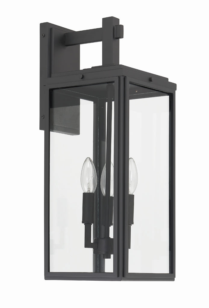 ##Antique Hardware## Byron 3 Light Matte Black Outdoor Sconce