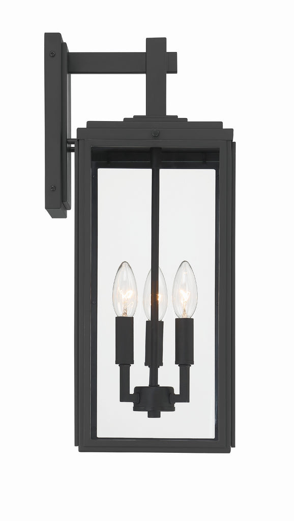 ##Antique Hardware## Byron 3 Light Matte Black Outdoor Sconce