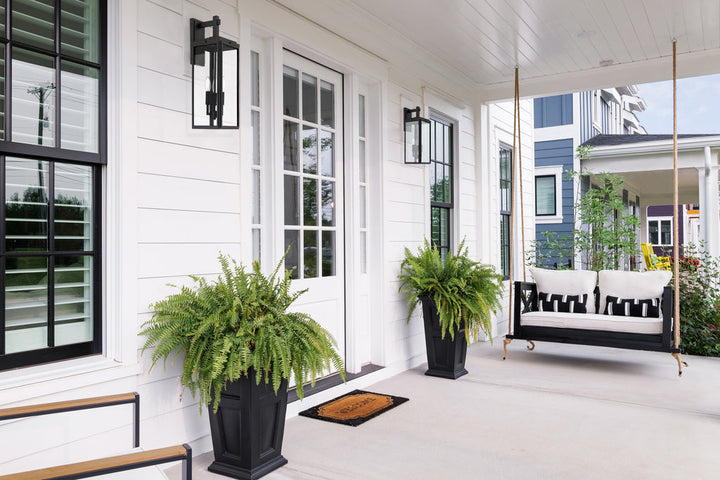 ##Antique Hardware## Byron 3 Light Matte Black Outdoor Sconce