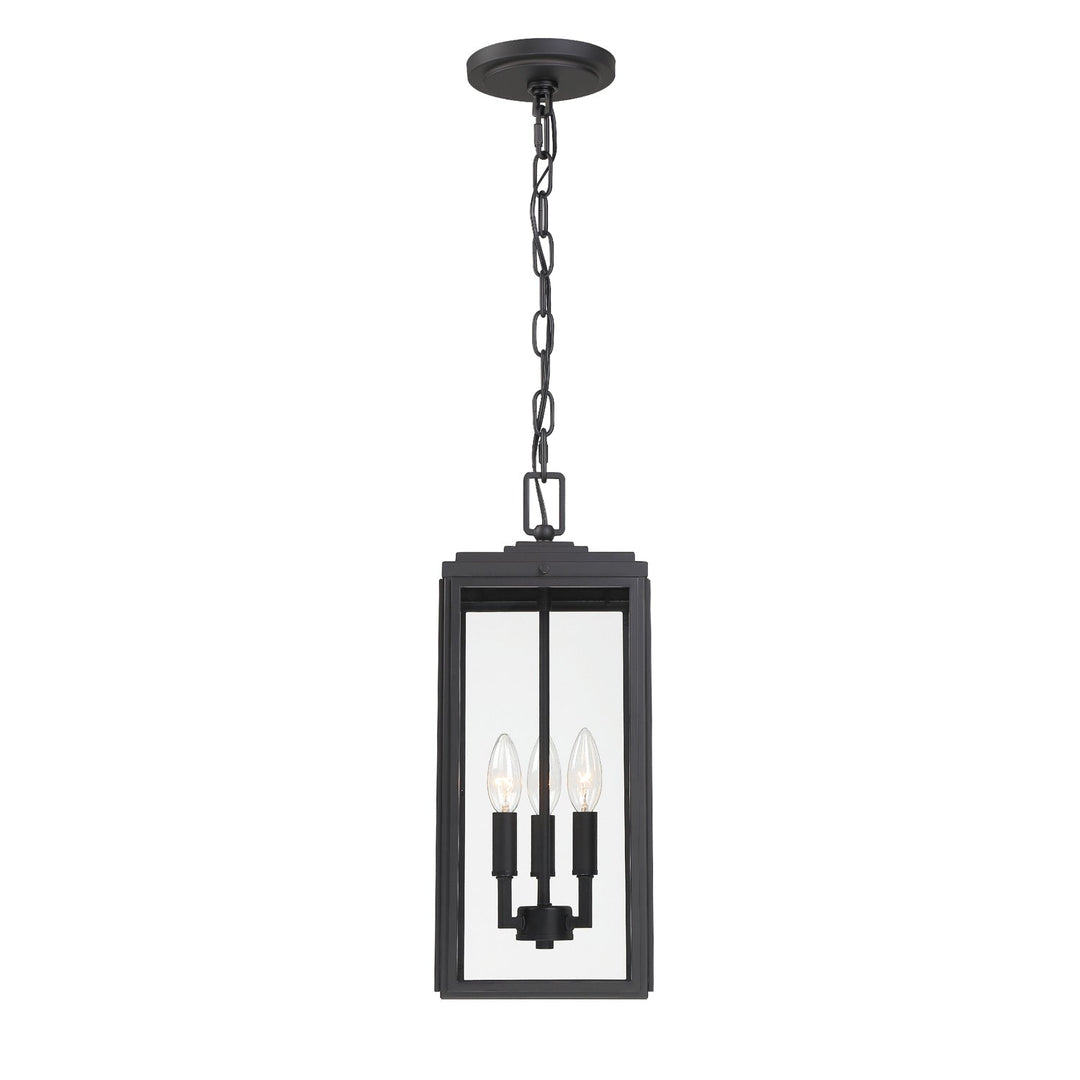 ##Antique Hardware## Byron 3 Light Matte Black Outdoor Pendant